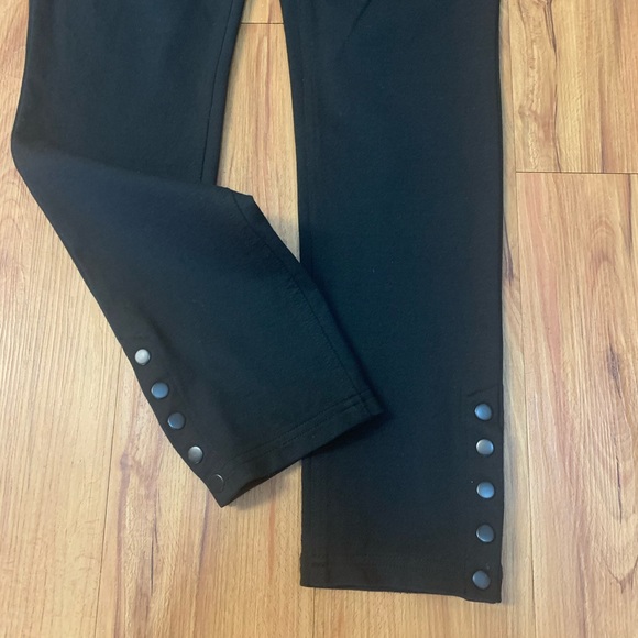 INC Black Straight Leg Pants w/ Snap Ankle Detail - Picture 3 of 9